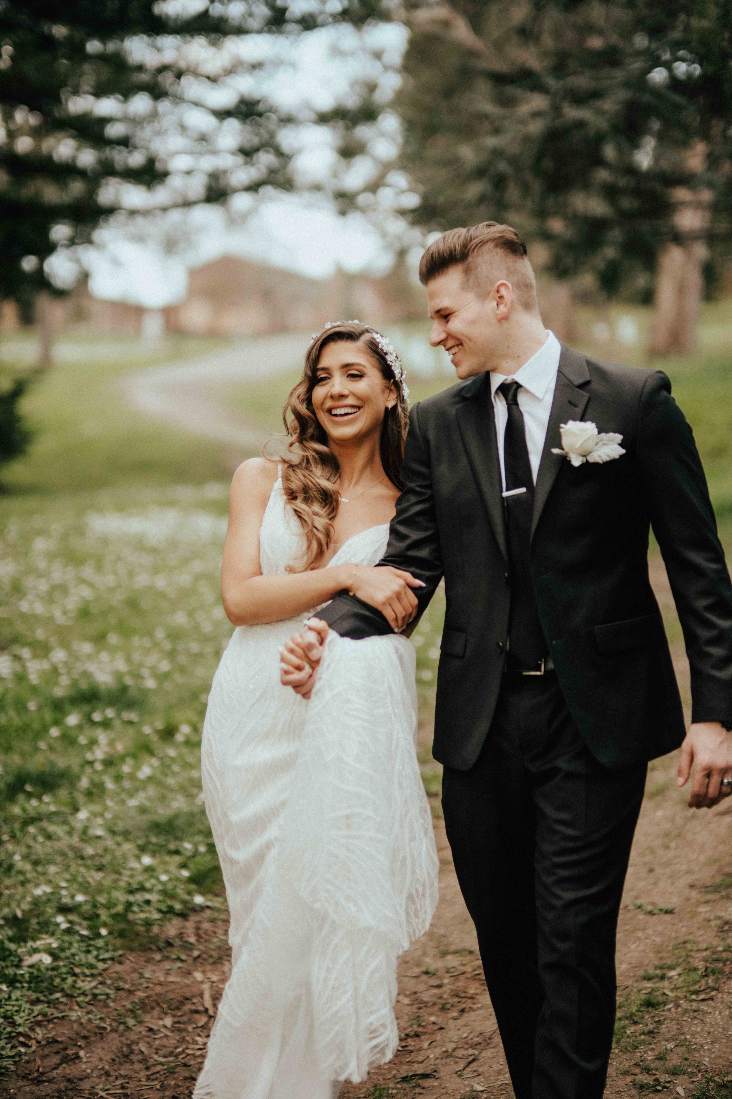 Couple portrait in a formal Melbourne wedding setting