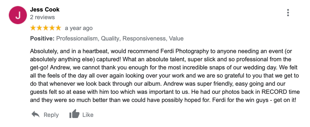 Client testimonial