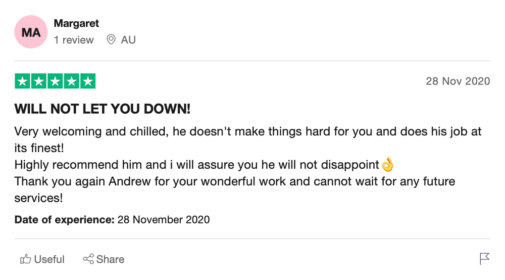 Client testimonial